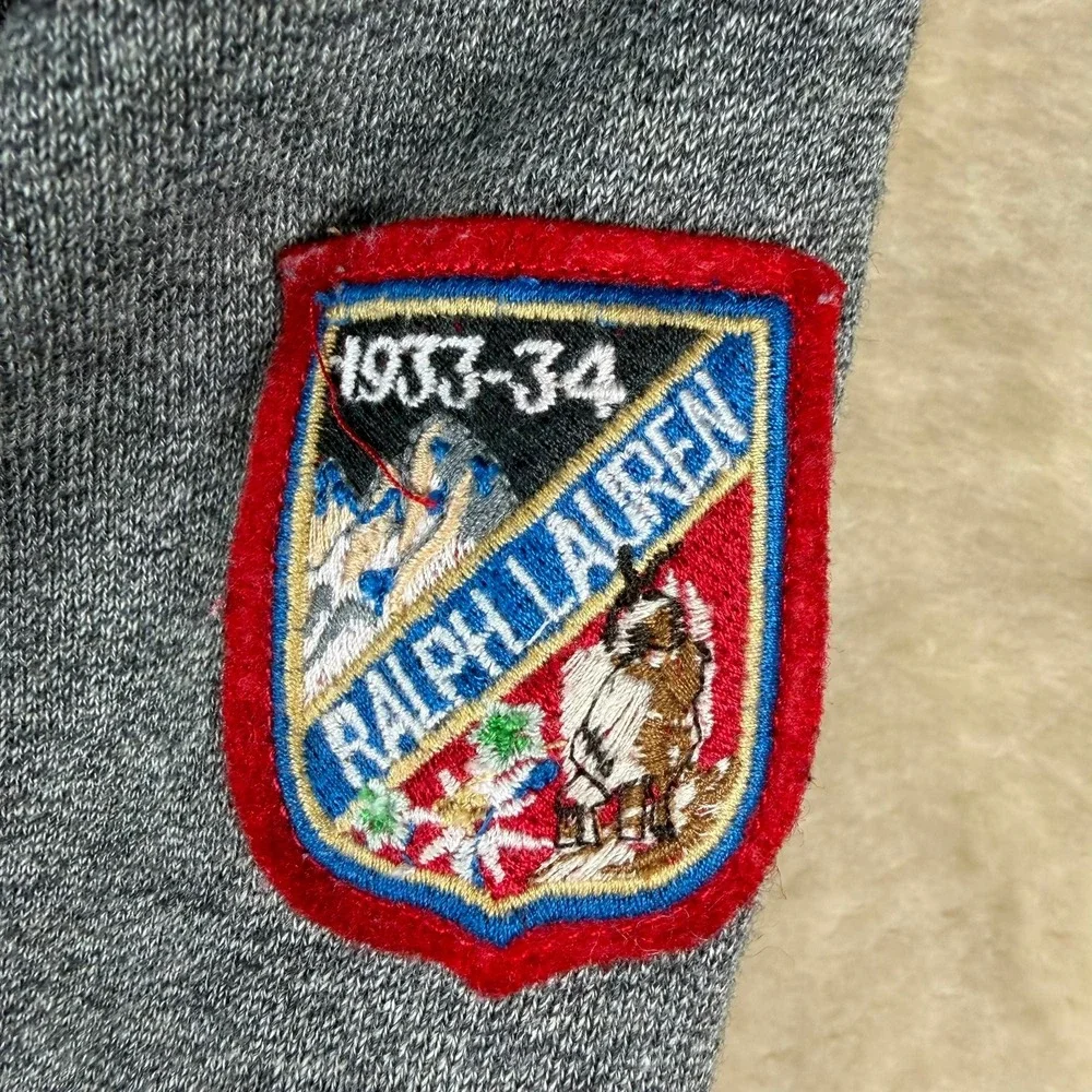 Ralph Lauren Kids Gray Sweatshirt Dress Toggle Neck Patch Logo Red Stripe‎ XL 16